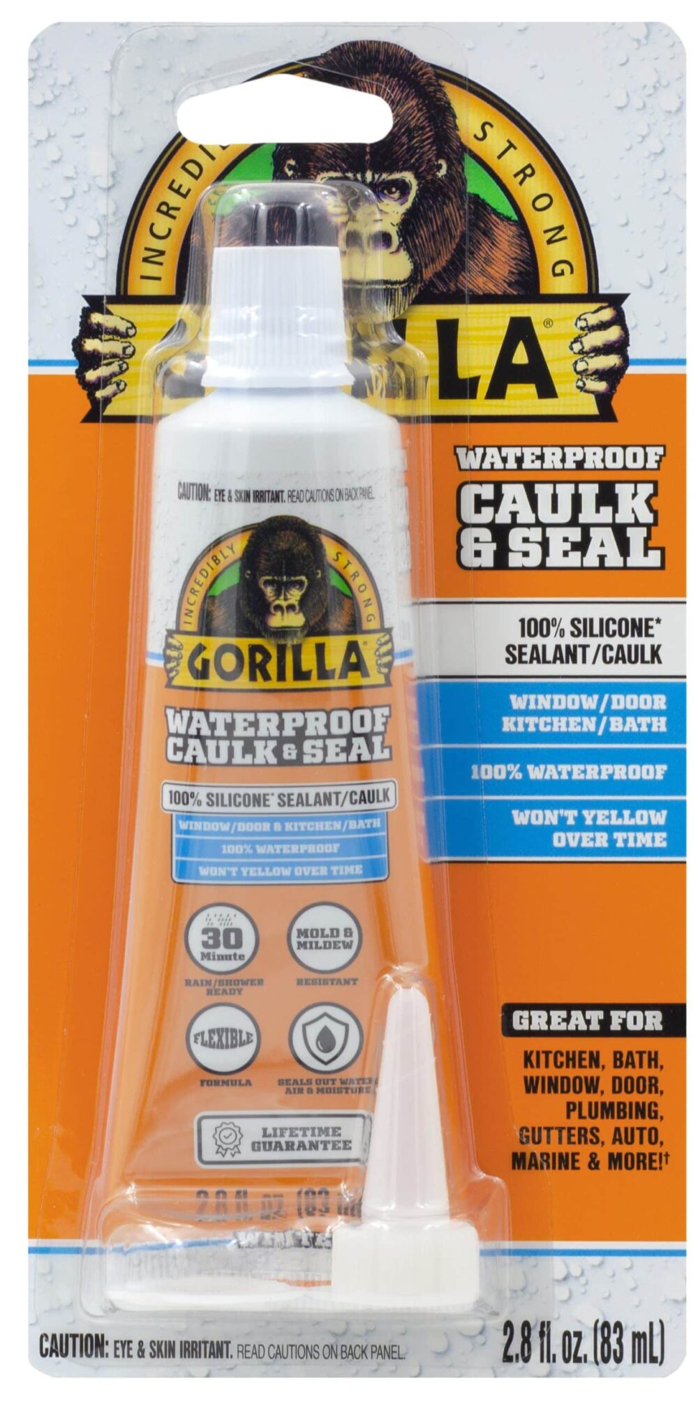 דבק גורילה 100% סיליקון טהור שקוף לאיטום והדבקה סופר חזקה דוחה עובש ופטריות