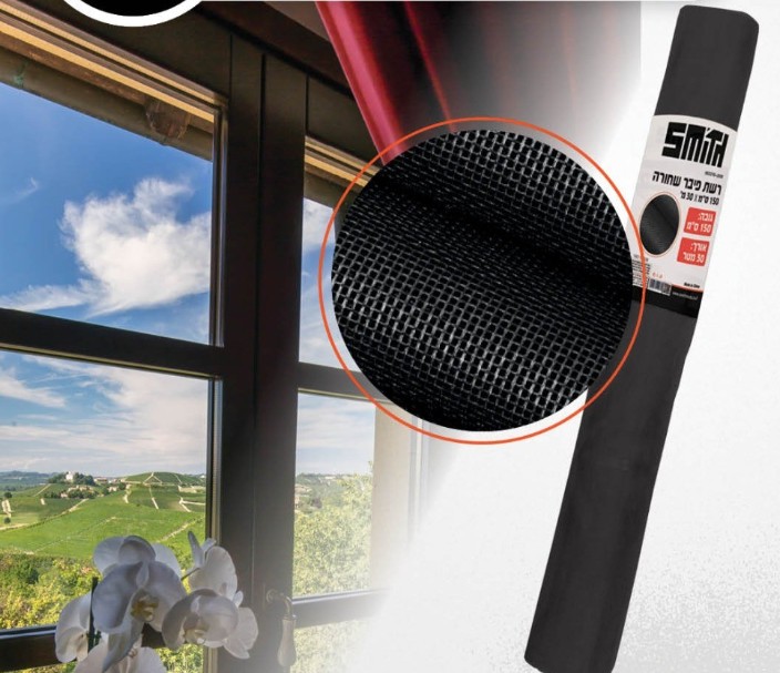 רשת חלונות שחור/שקוף בגליל 30 מטר