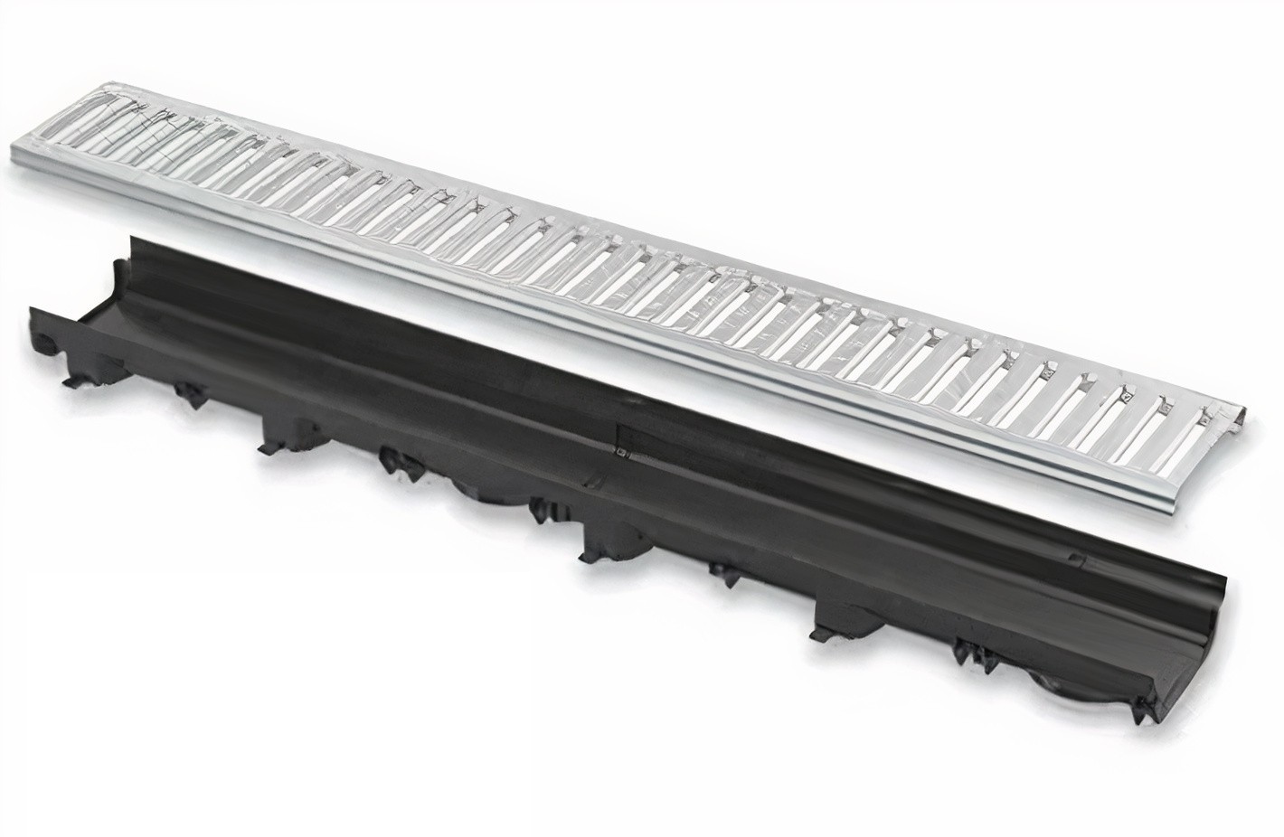 תעלת ניקוז נמוכה 60 מ”מ עם מסגרת פלסטיק וכיסוי מגולבן