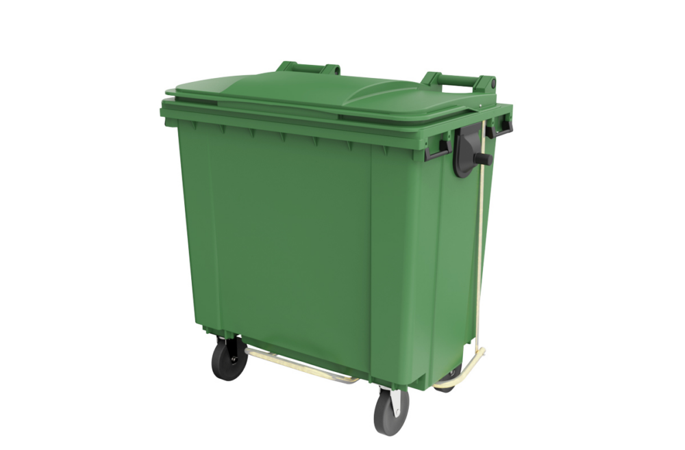 עגלת אשפה לפסולת יבשה (ירוק) 770 ליטר + רגלית