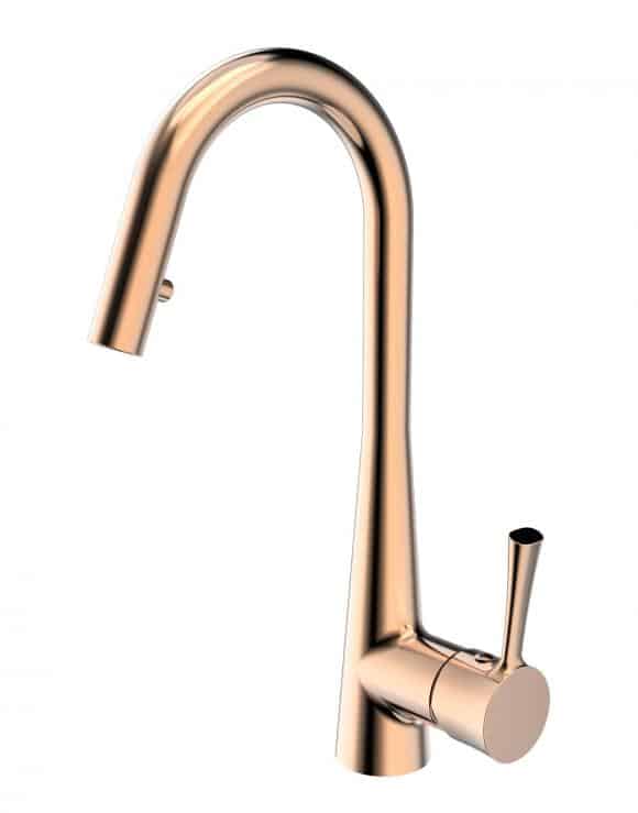 ברז ערבוב “יערה” למטבח עם מעדן-זרימה נשלף – מדגל רוז גולד