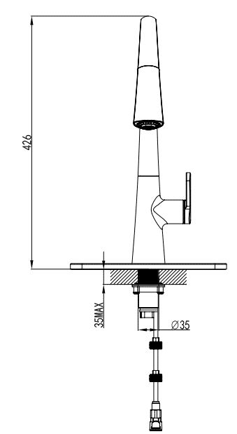 ברז מטבח מדגל 51828 דו מצבי נשלף שחור