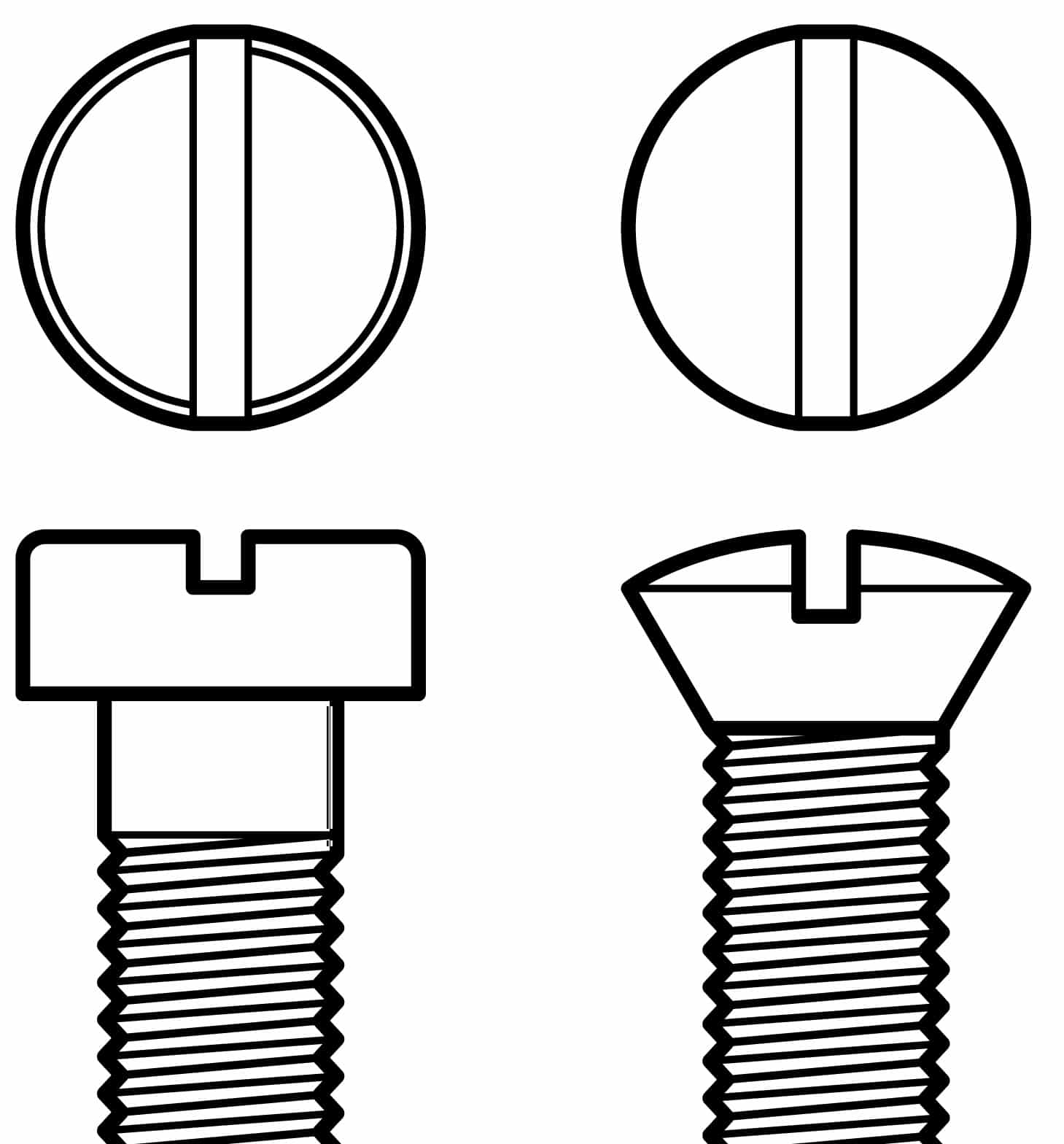 Industrial screws bolts, nuts and nails line vector icons