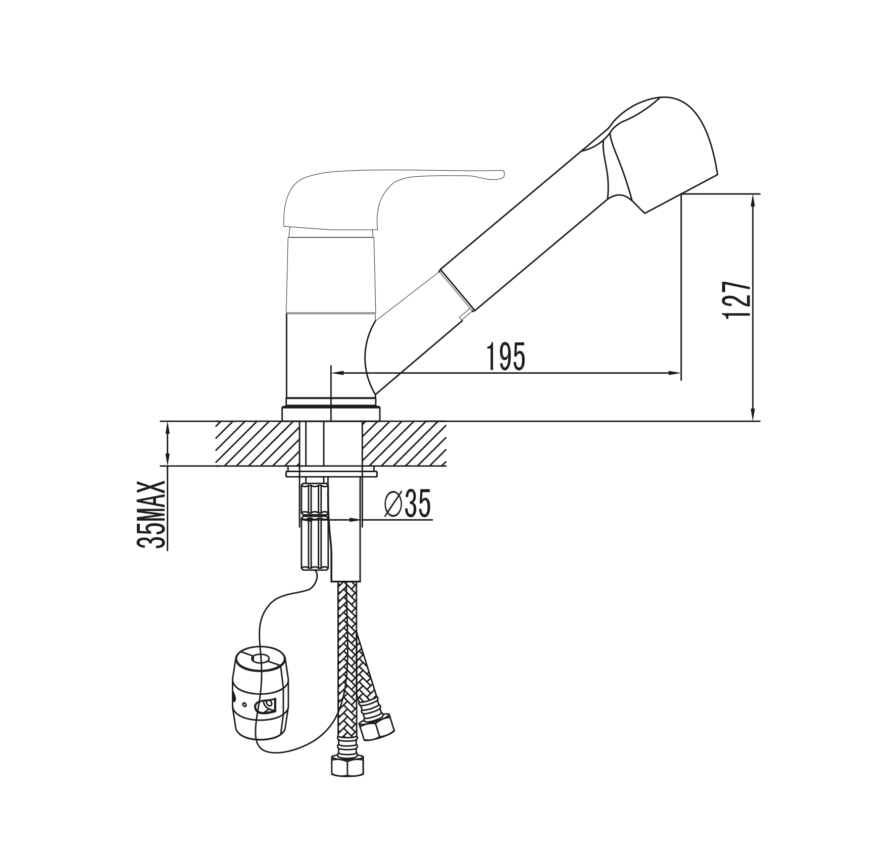 ברז שגיב מטבח נשלף