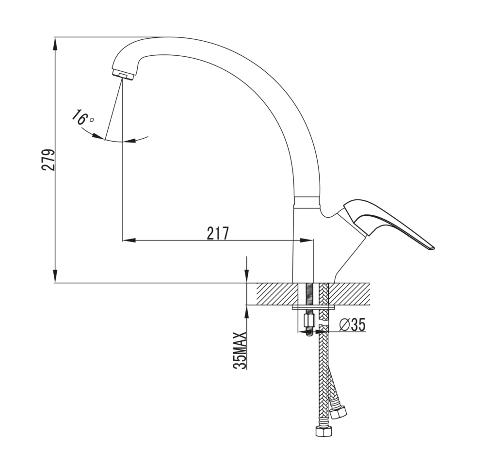 ברז שגיב ברבור ארוך מתכוונן