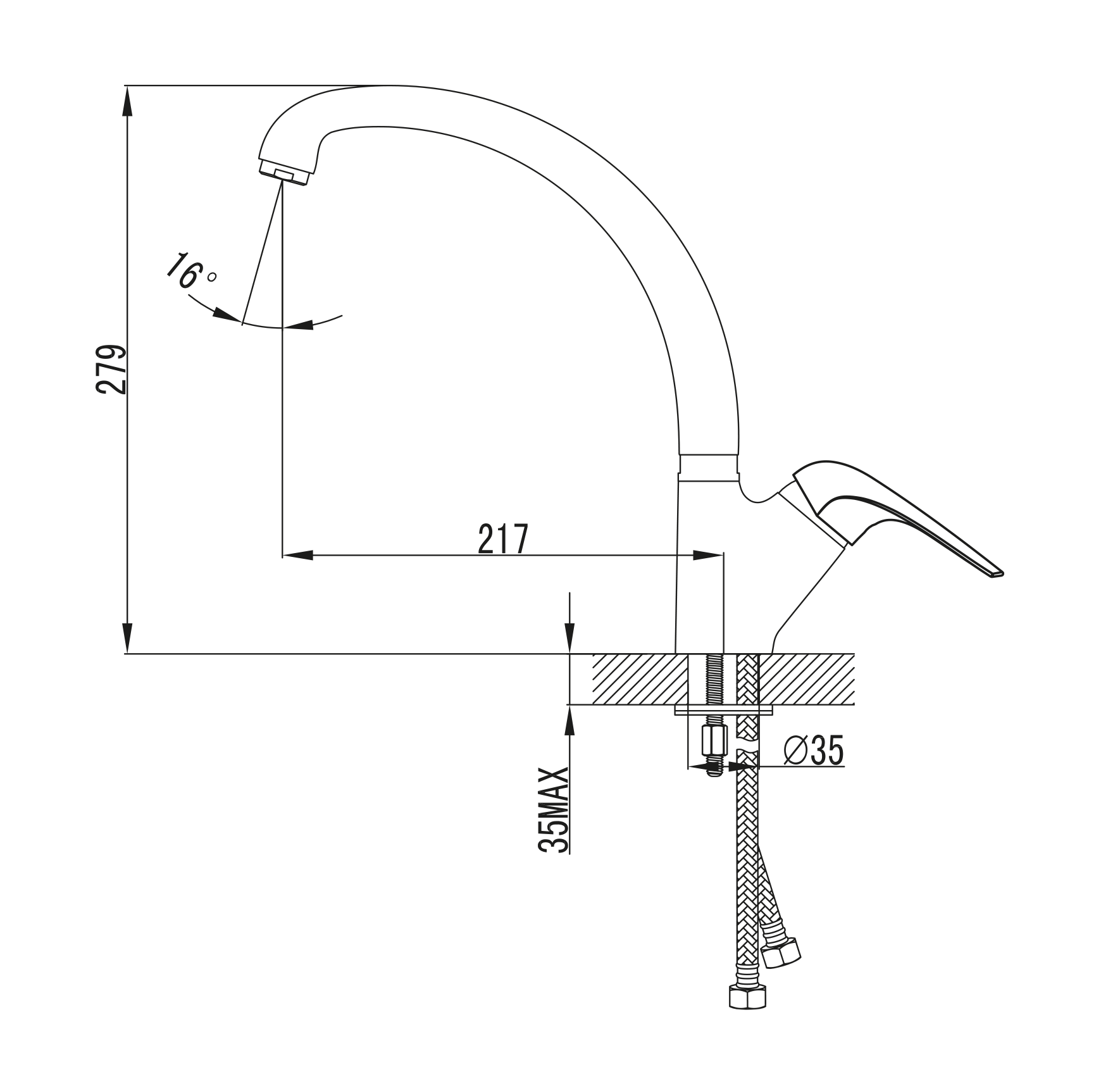 ברז שגיב ברבור ארוך מתכוונן