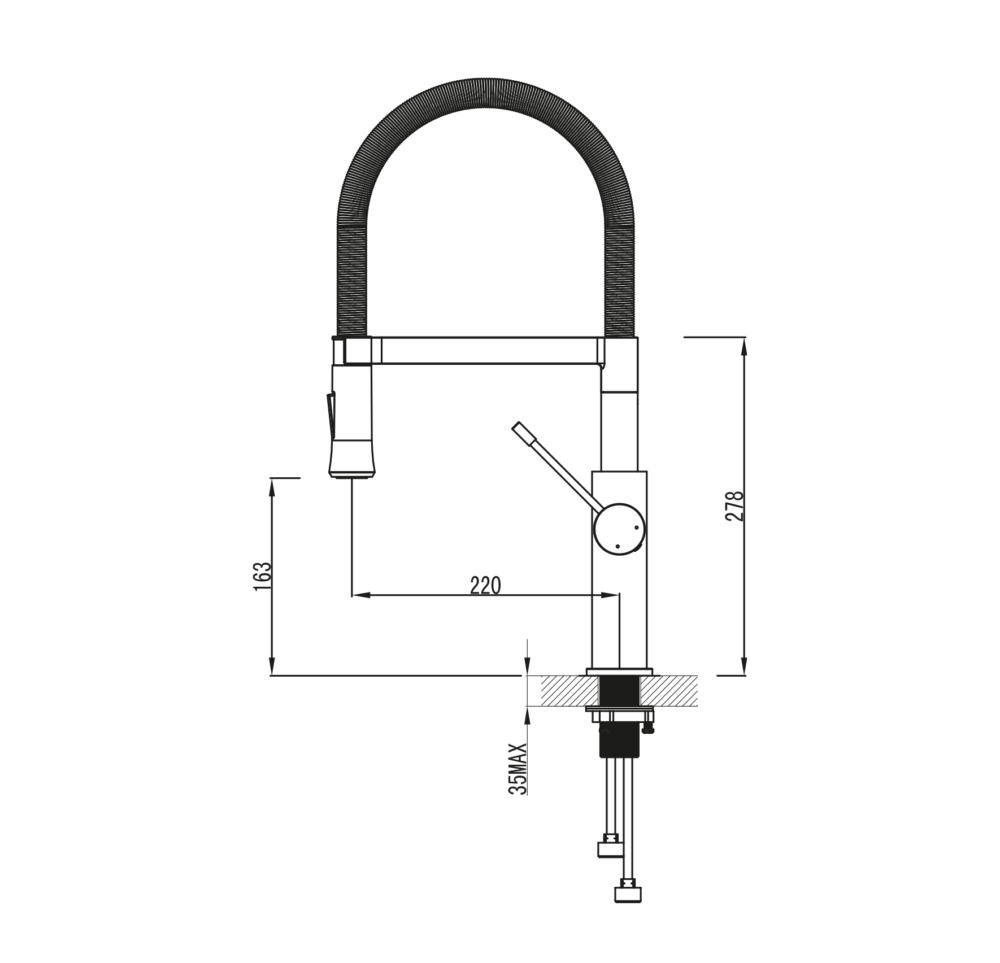 ברז מטבח שגיב צינור גמיש P3 ניקל