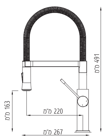 ברז מטבח שגיב צינור גמיש P3 שחור מט (S5000)