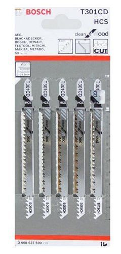 סט 5 להבי מסור אנכי לעץ בוש Bosch  T301CD