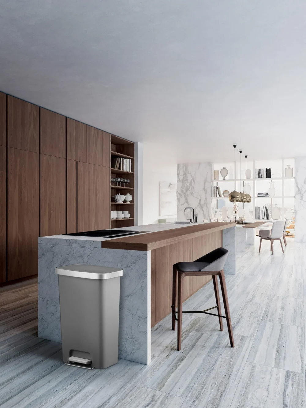 פח אשפה EKO דגם HANA מלבני 45 ליטר אפור