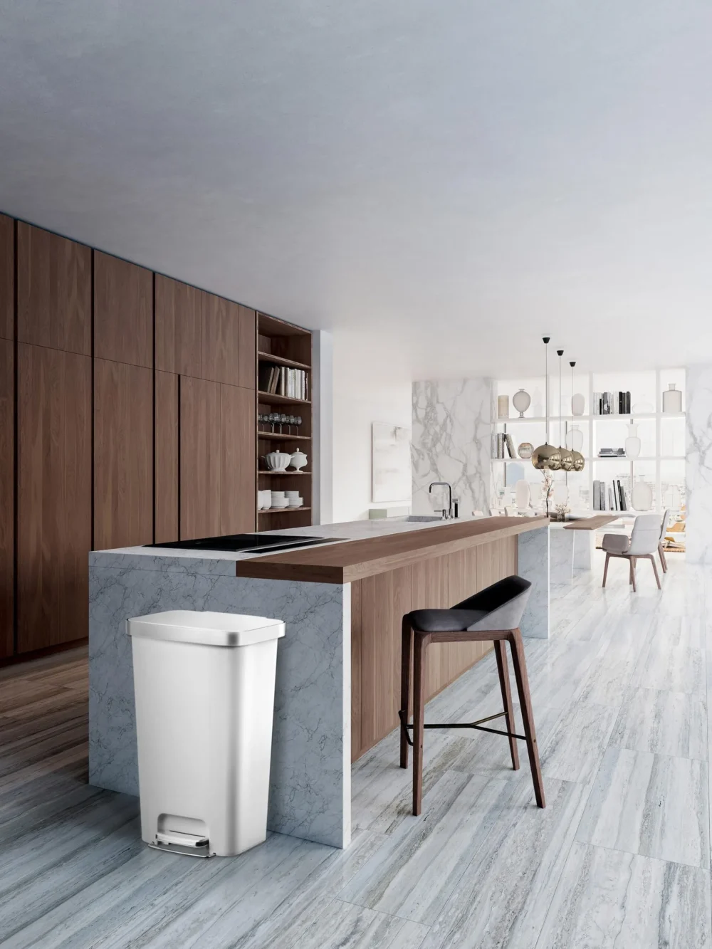 פח אשפה EKO דגם HANA מלבני 45 ליטר לבן