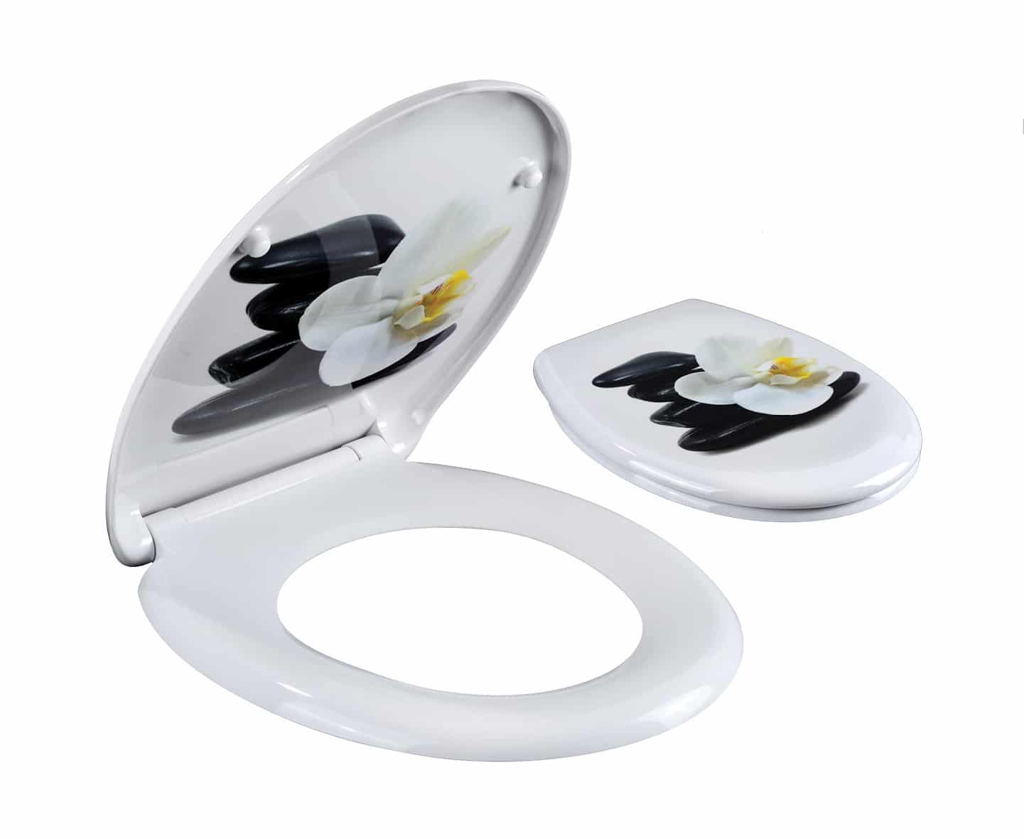 מושב אסלה טריקה שקטה פרח לבן AQUILA