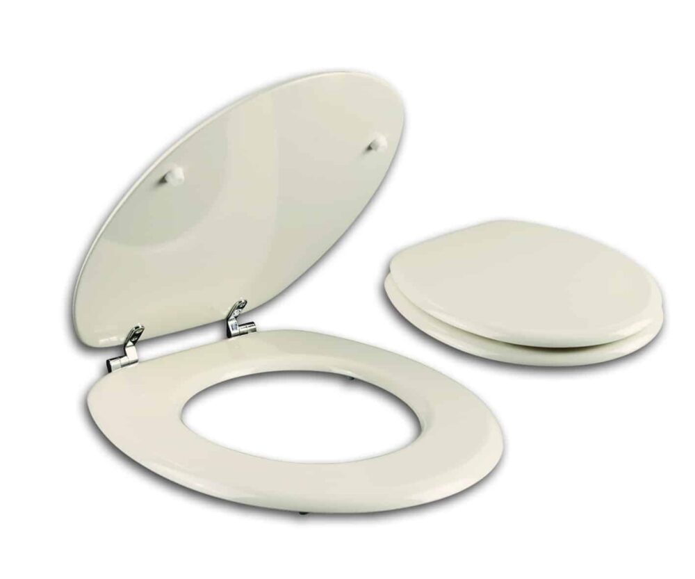 מושב אסלה MDF עם התקנה עילית וצירי נירוסטה פרגמון AQUILA