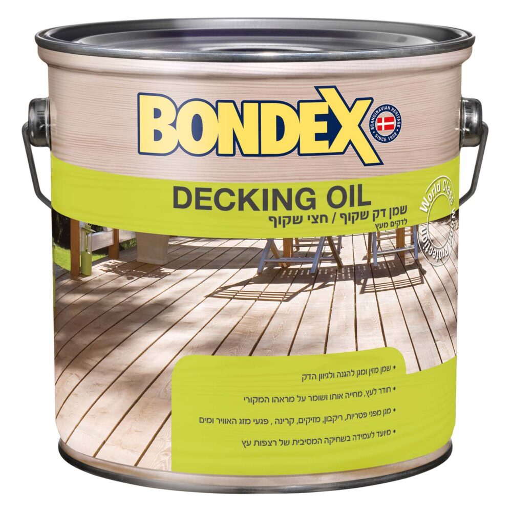 שמן מגן דוחה מים לצביעה והגנה של דקים מעץ בונדקס בגוונים לבחירה 5 ליטר BONDEX