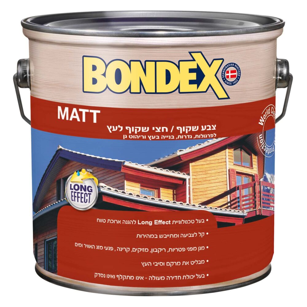 צבע מגן חצי-שקוף/שקוף בגימור מט לכל סוגי העץ BONDEX בגוונים לבחירה