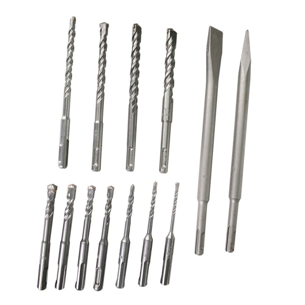 סט מקדחים ואיזמלים SDS במזוודת אלומיניום 13 יחידות | Hunter