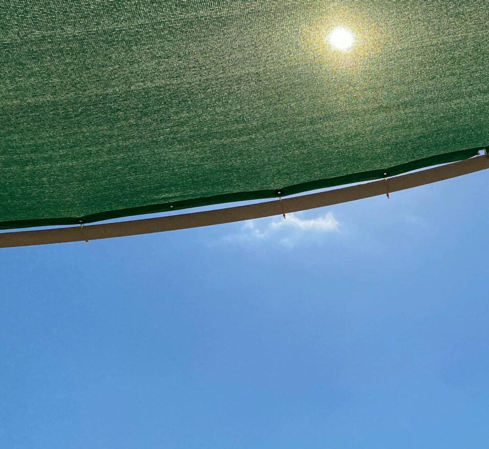 רשת צל תפורה עם טבעות בצבע ירוק