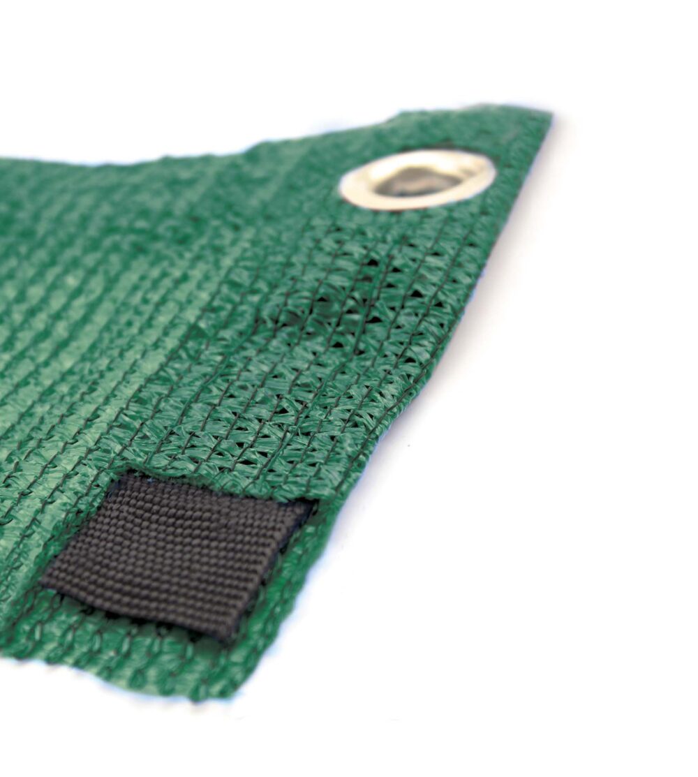 רשת צל תפורה עם טבעות בצבע ירוק