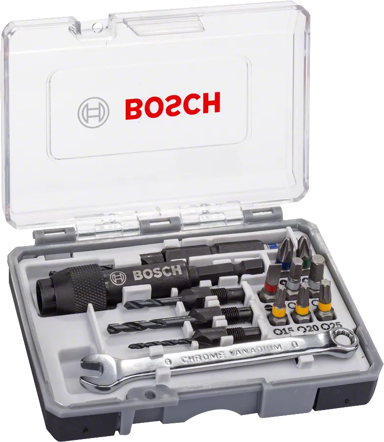 סט 20 אביזרים בוש – ביטים, שקענים ומוביל קפיצי