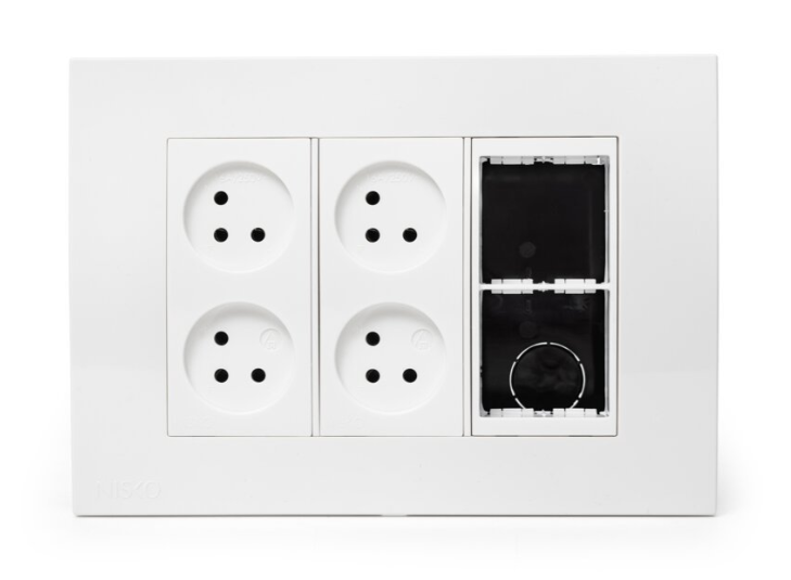 ניסקו אופיס ת.ה.ט 6 מודול, 4 שקעים, מתאם ג | NISKO