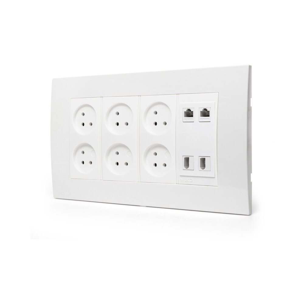 ניסקו אופיס ת.ה.ט 8 מודול, 6 שקעים, 2 מחשב, 2 טלפון | NISKO