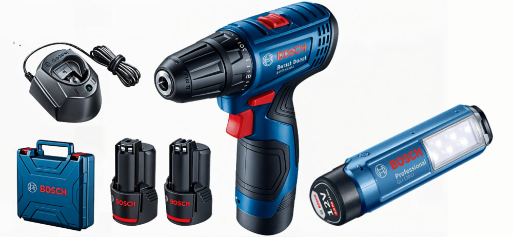 סט בוש מברגה ופנס GSR 120 + GLI 120 + מזוודה + סוללות 2 אמ | BOSCH