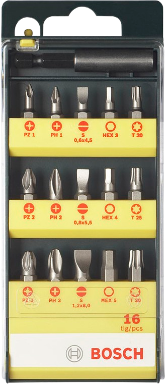 סט ביטים ומוביל מגנטי בוש 16 חלקים | BOSCH
