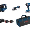 סט 3 כלים בוש GDR18V-215 GBH18V-22 GWS18V-8 כולל 2 סוללות 5 אמפר ומטען